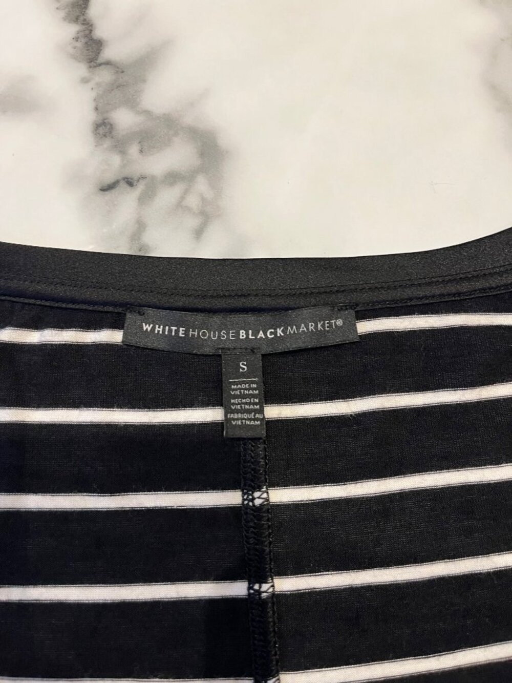 White House Black Market Striped Tank Top Black White -  Size Small - Picture 3 of 6